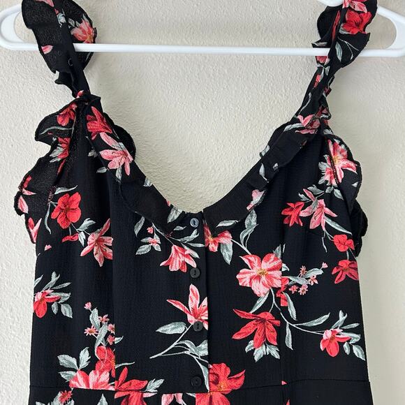 Divided H&M floral tank ruffle strap crop jumper jumpsuit button front boho 4 - Picture 3 of 13